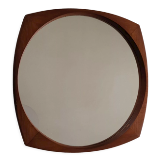 Miroir en teck, design de Rimbert Sandholdt Danemark 1960, dimensions 42,5 cm