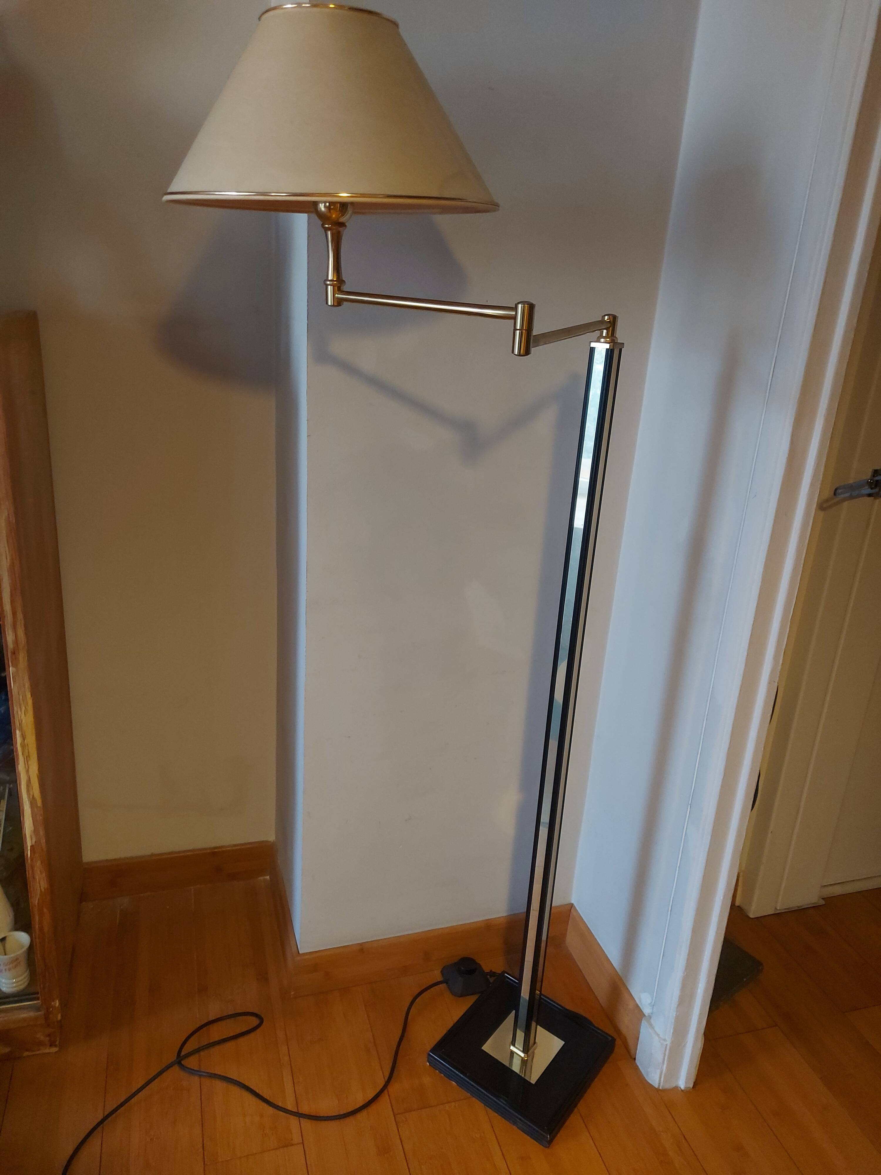 Vintage reading floor lamp in gold metal