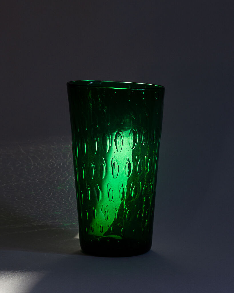 Italian bubbled blown glass vase from Empoli - Mid-20th century