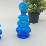 Duo de flacons / carafe verre bleue vintage , Empoli, Italy