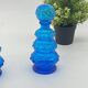 Duo of vintage blue glass bottles / carafe, Empoli, Italy