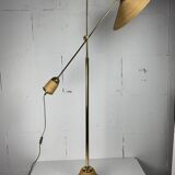 Italian Adjustable Floor Lamp in Pencil Reed, Bamboo, Rattan and Brass, 1970s
