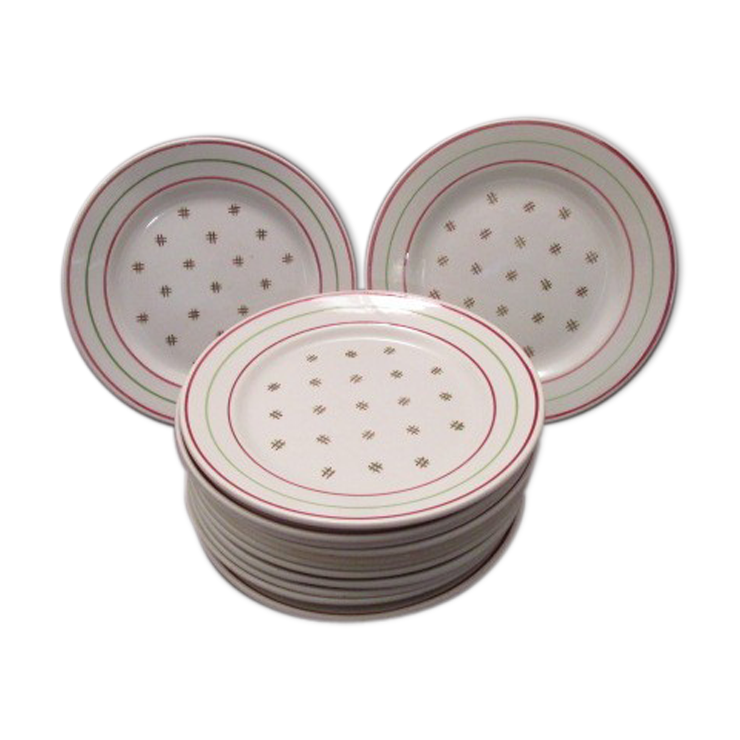 Lot of 13 old dessert plates in lunéville earthenware model "imperial flan"