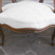 Pair of Louis XV style shepherdess armchairs redone ecru fabric