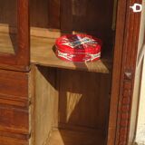 Small oak display case, old glass