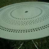 Green wrought iron garden furniture