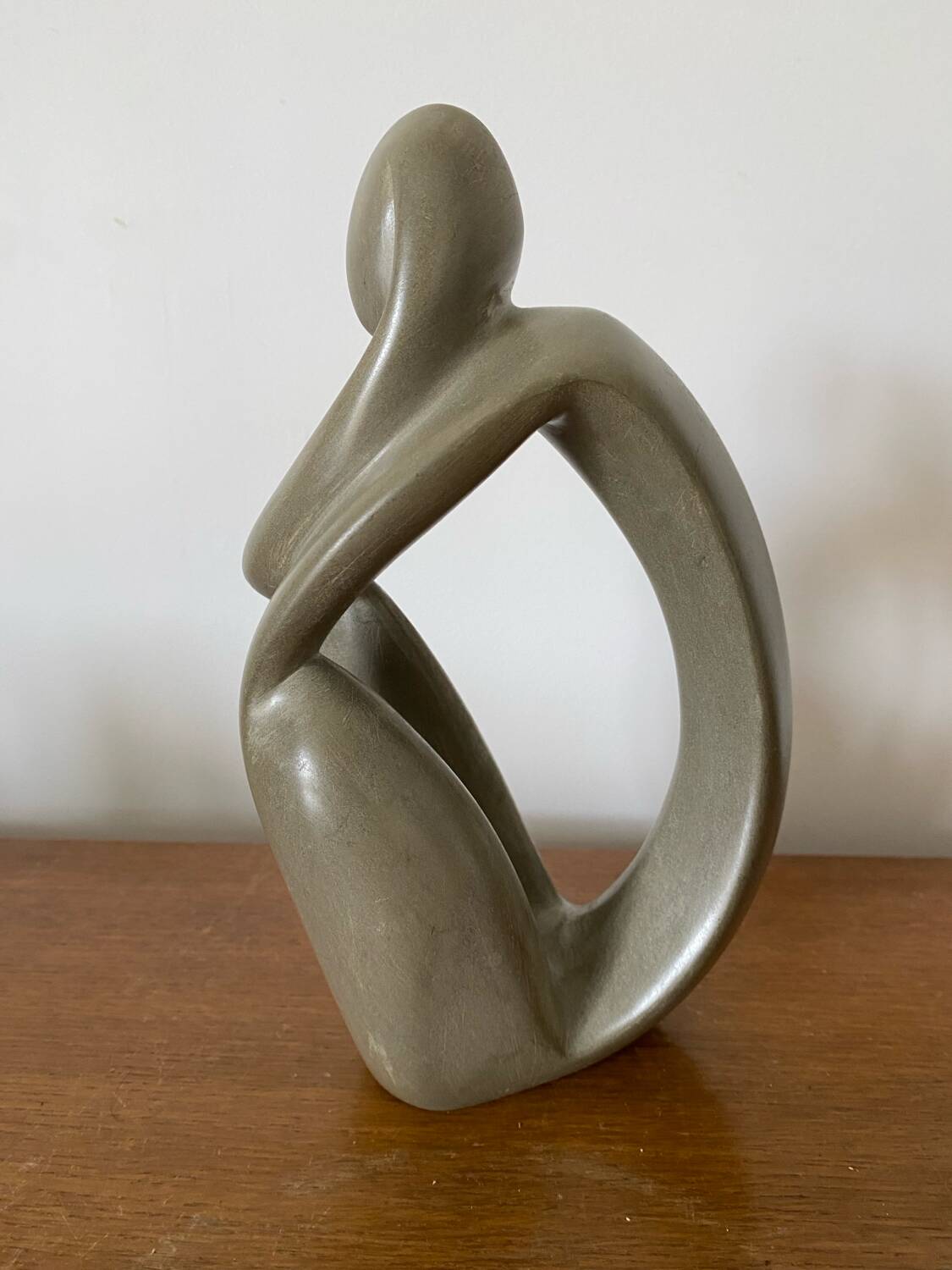 Antique JJ AUGUSTE Style Steatite Sculpture Grey Design Decoration