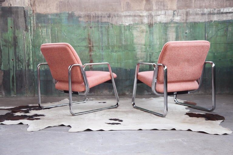 Chrome armchair with Knoll textile, 1980s