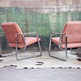 Chrome armchair with Knoll textile, 1980s