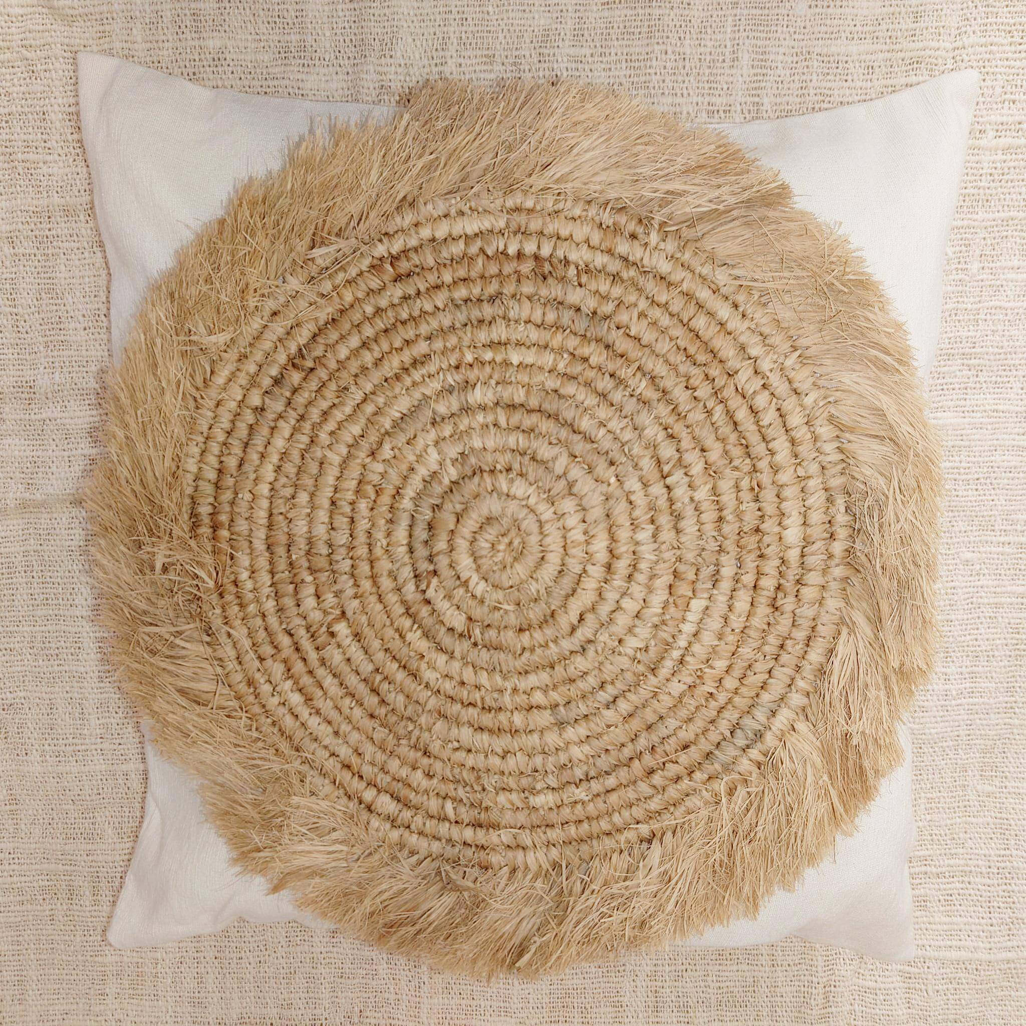 Bora cushion cover, cotton, raffia 50x50 cm