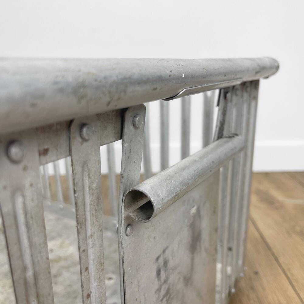 Large industrial aluminum laundry crate from the 60s