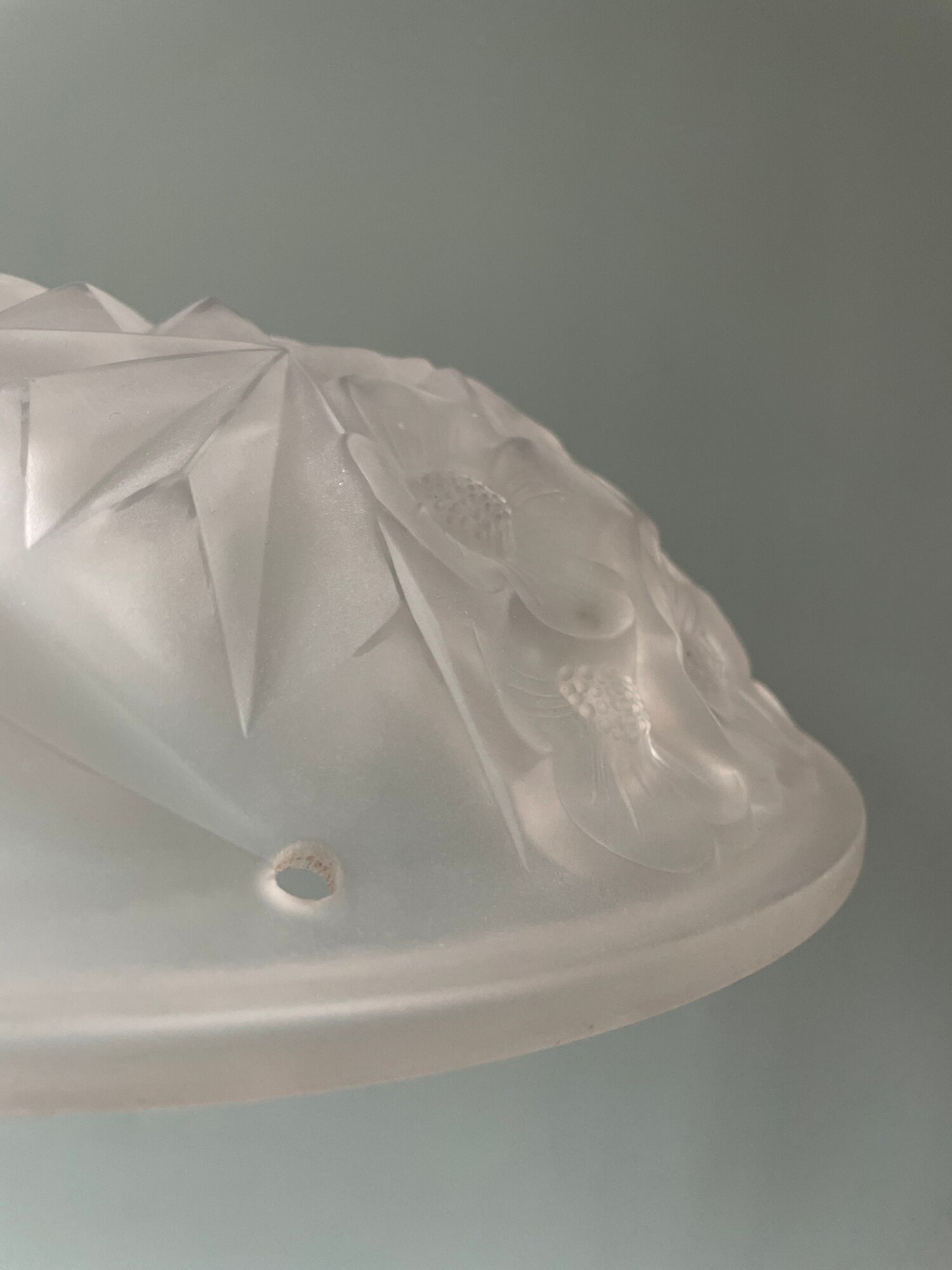 Art deco glass paste lampshade signed hubens degué