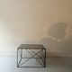 Isosceles coffee table in wire metal and black smoked glass, Max Sauze design 1970