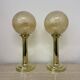 Set of 2 large globe glass table lamps , 1970s