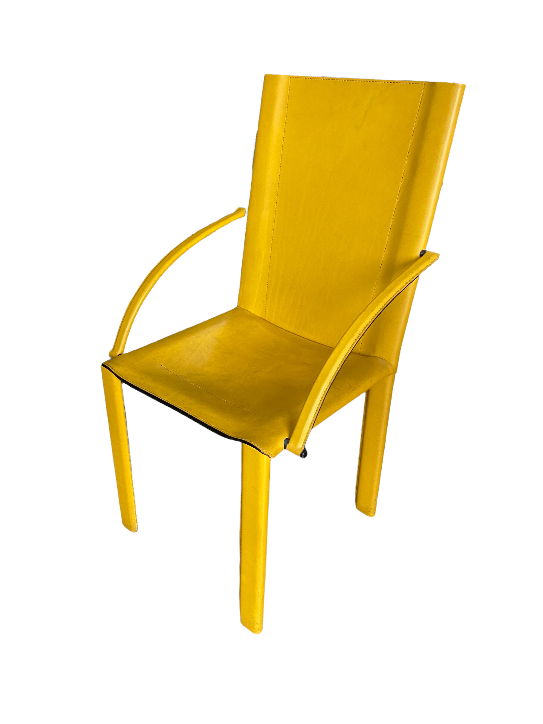 Coral armchair in yellow leather by Matteo Grassi from the 1970s.