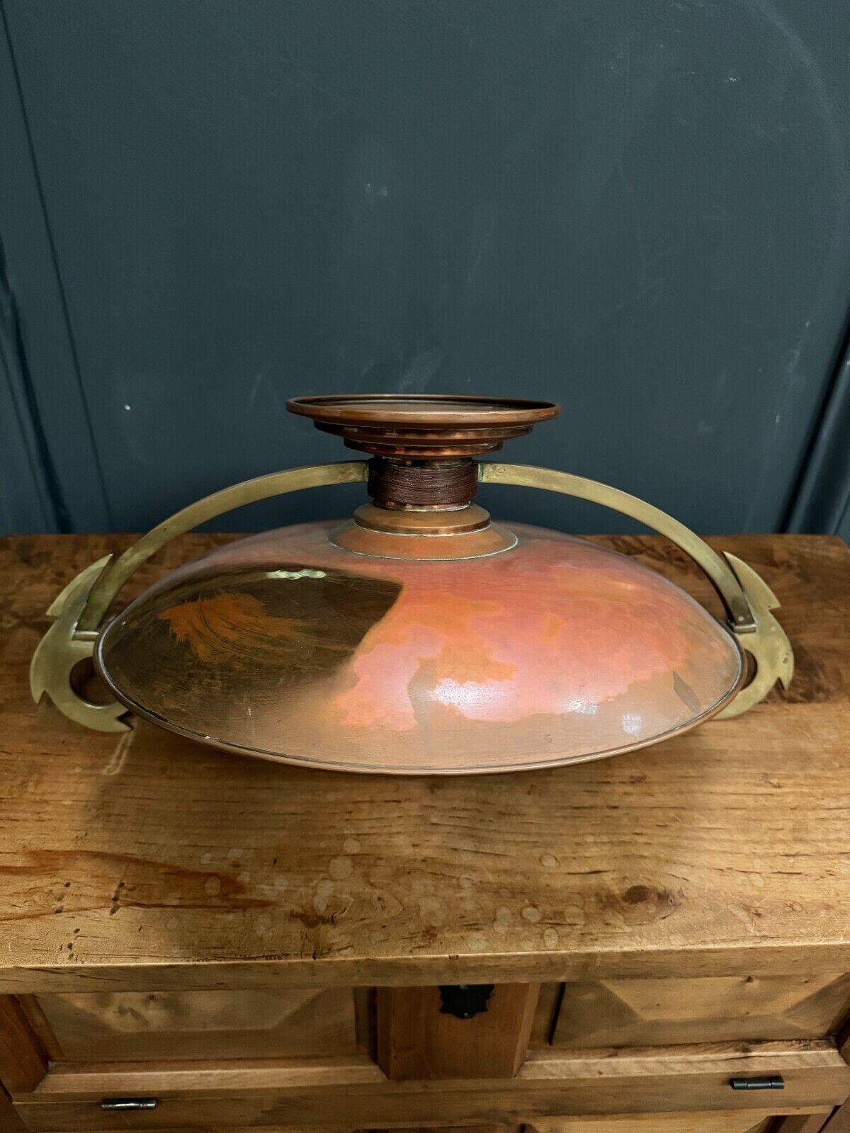 1930 copper bowl with Art Deco bronze handles