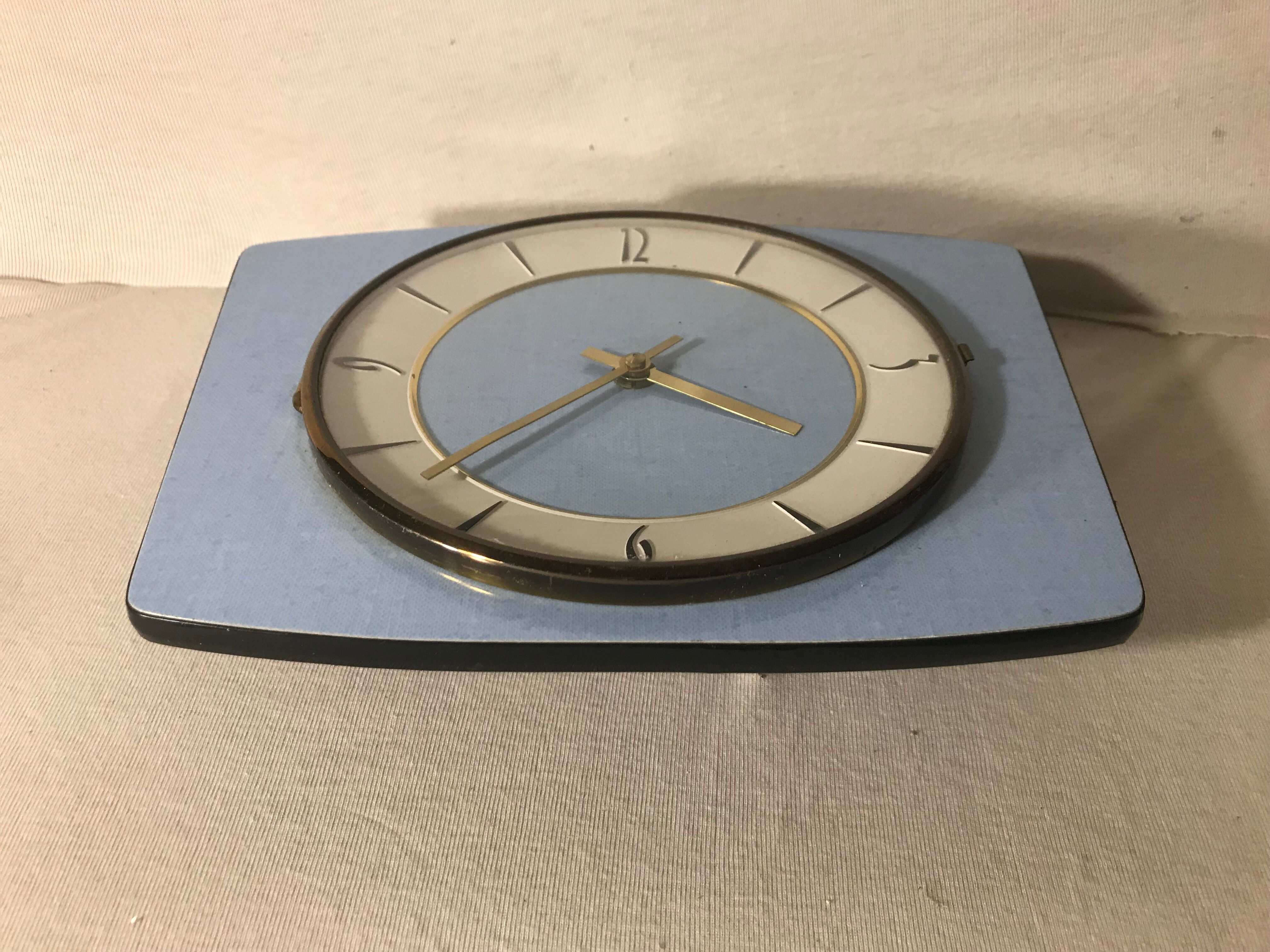 Old clock pendulum formica battery 70s vintage blue