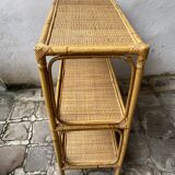 Étagère / console bambou et rotin