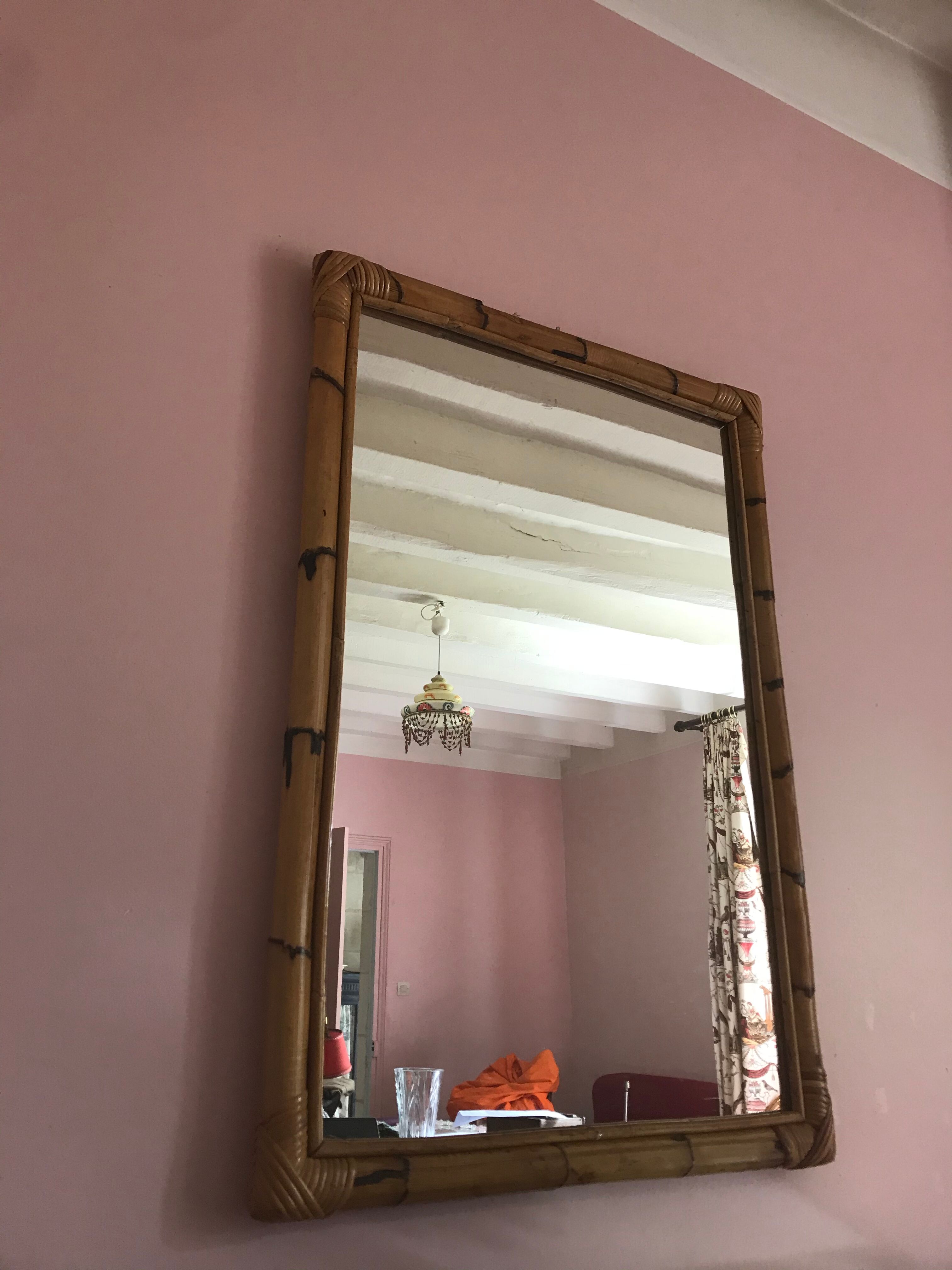 Vintage rattan mirror