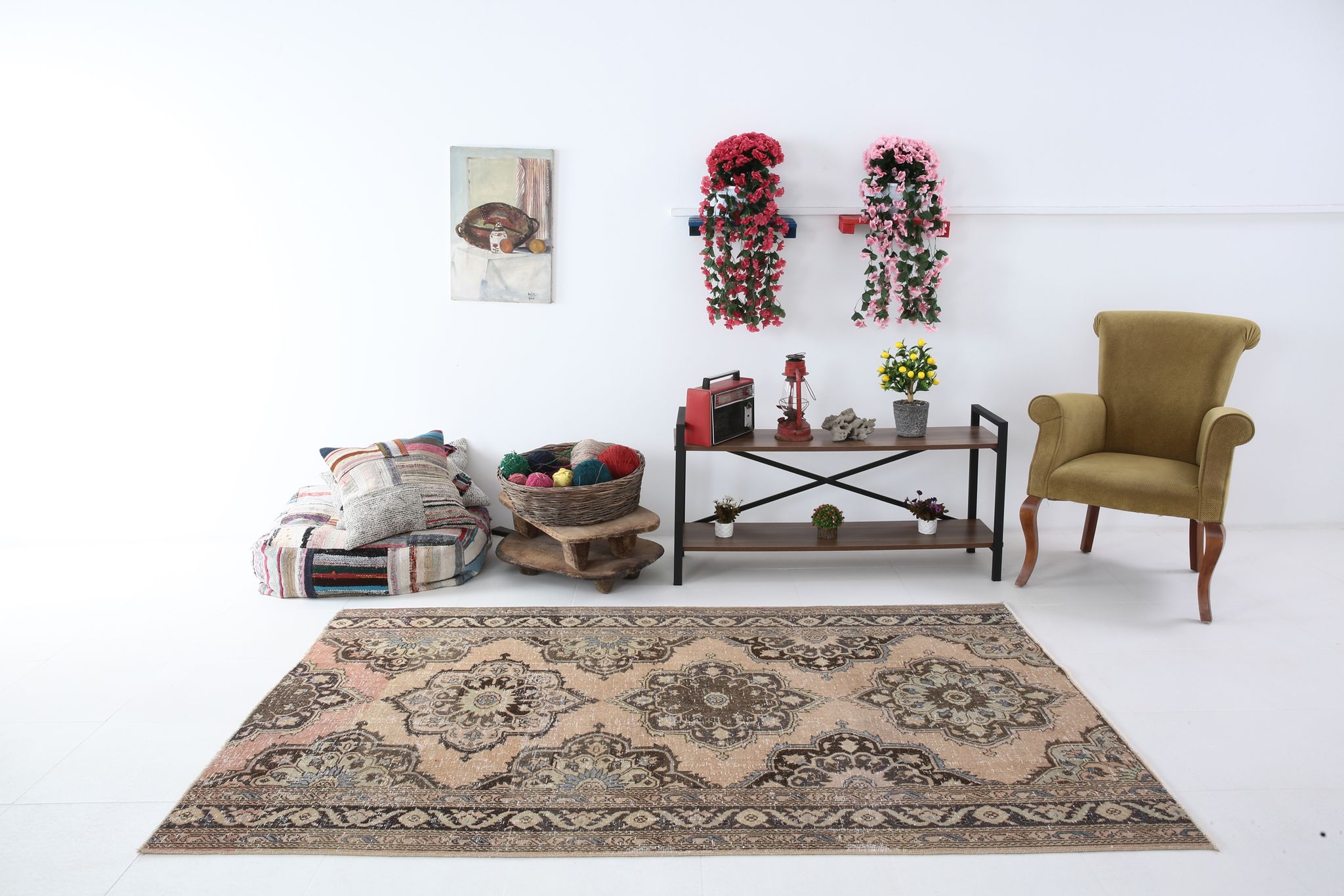 Oriental antique wool vintage rug 232x144cm