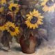 Huile sur toile nature morte aux tournesols par P. Sorrol XXe