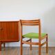 Set of 4 Scandinavian beech wood chairs, green wool, 1960.