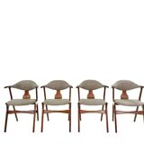 Suite de 4 chaises vintage en corne de vache - Louis van Teeffelen, tissu De Ploeg