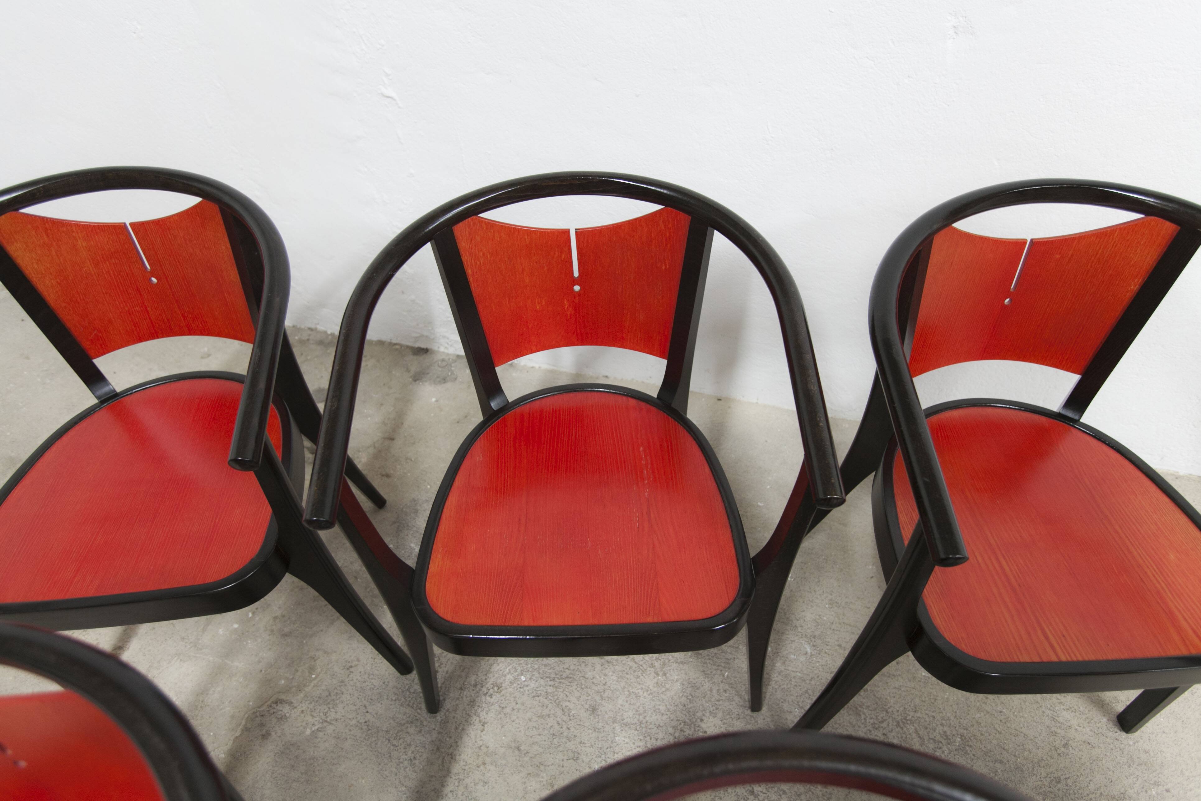 Set of 6 Baumann Diese armchairs, designed by Pagnon Pelhaître
