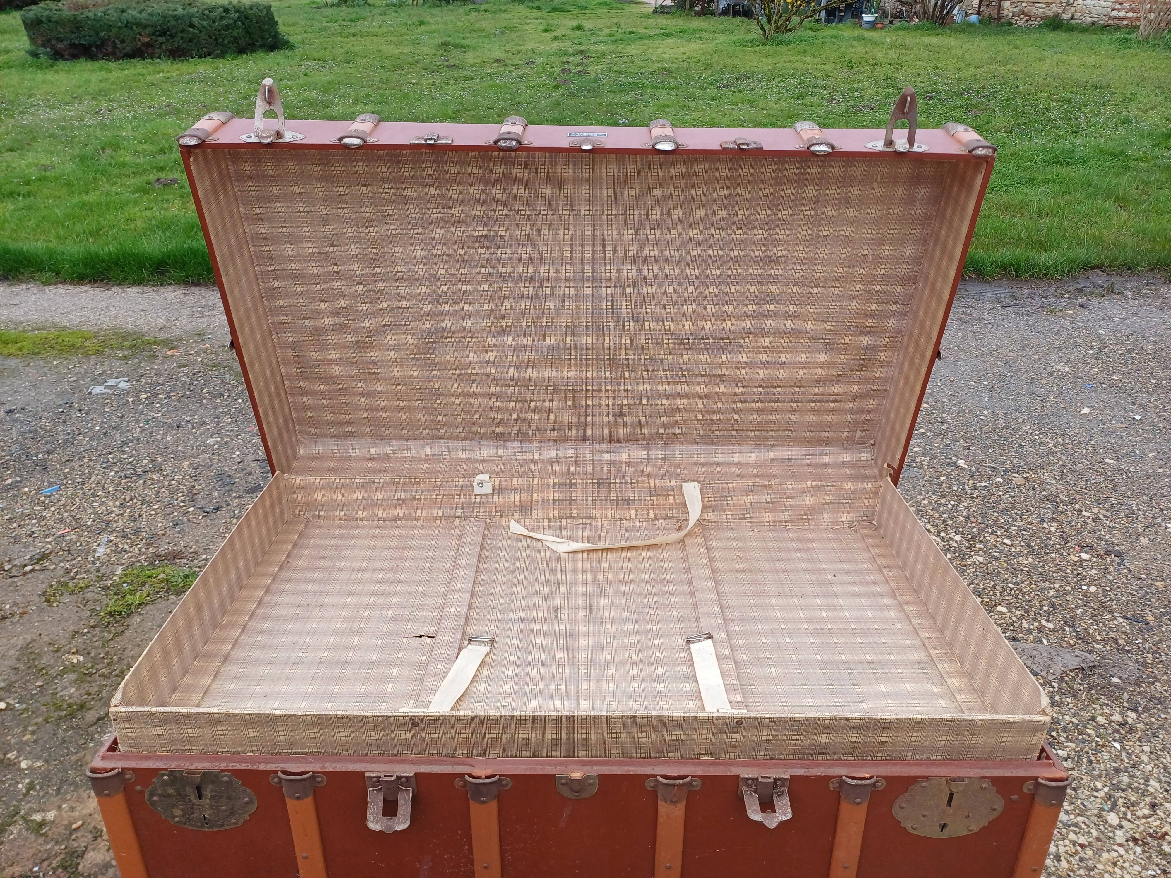 Malle de Voyage Bois et Simili Cuir