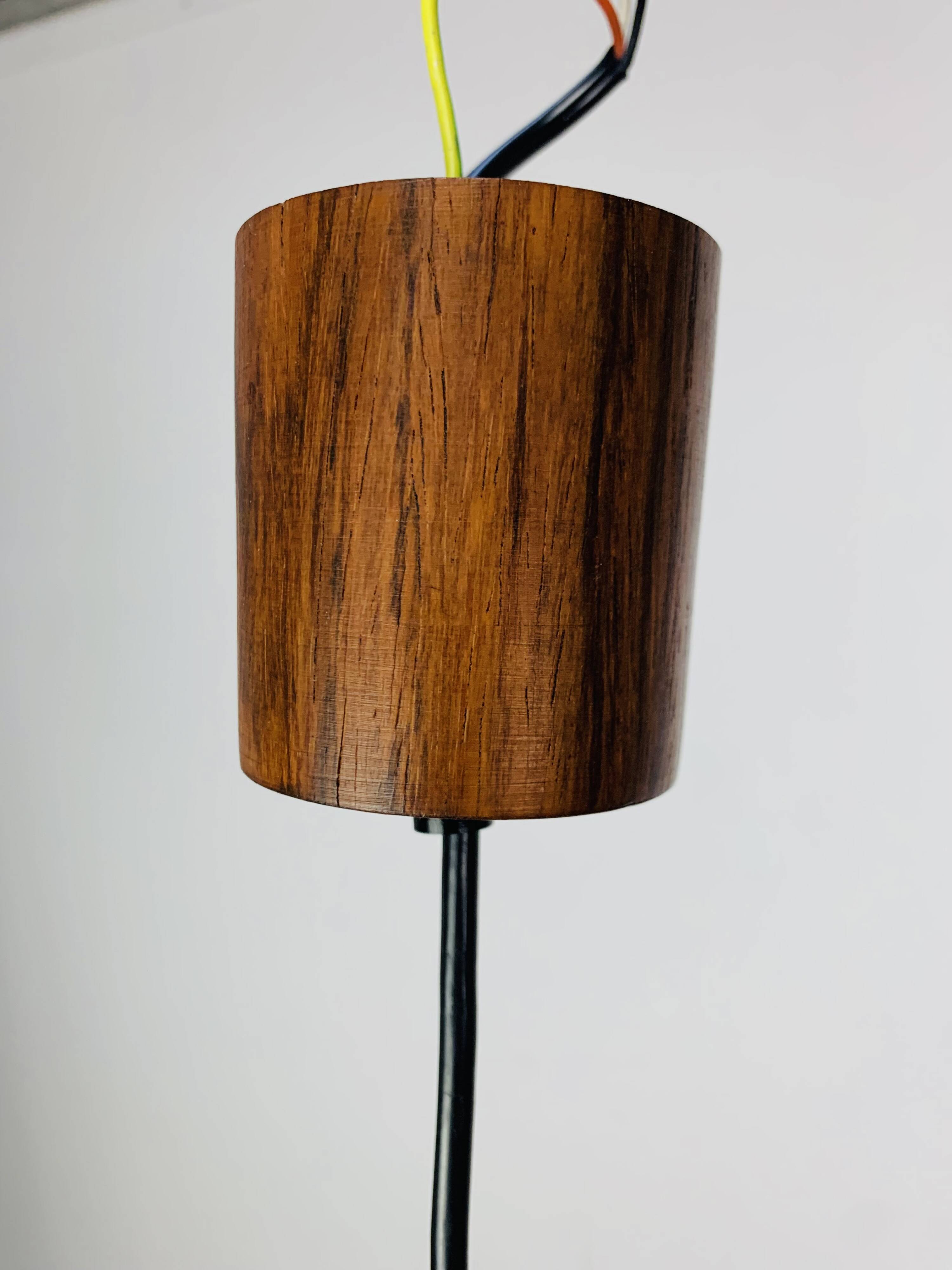 Scandinavian suspension made of moulded glass and teak, 1960s.