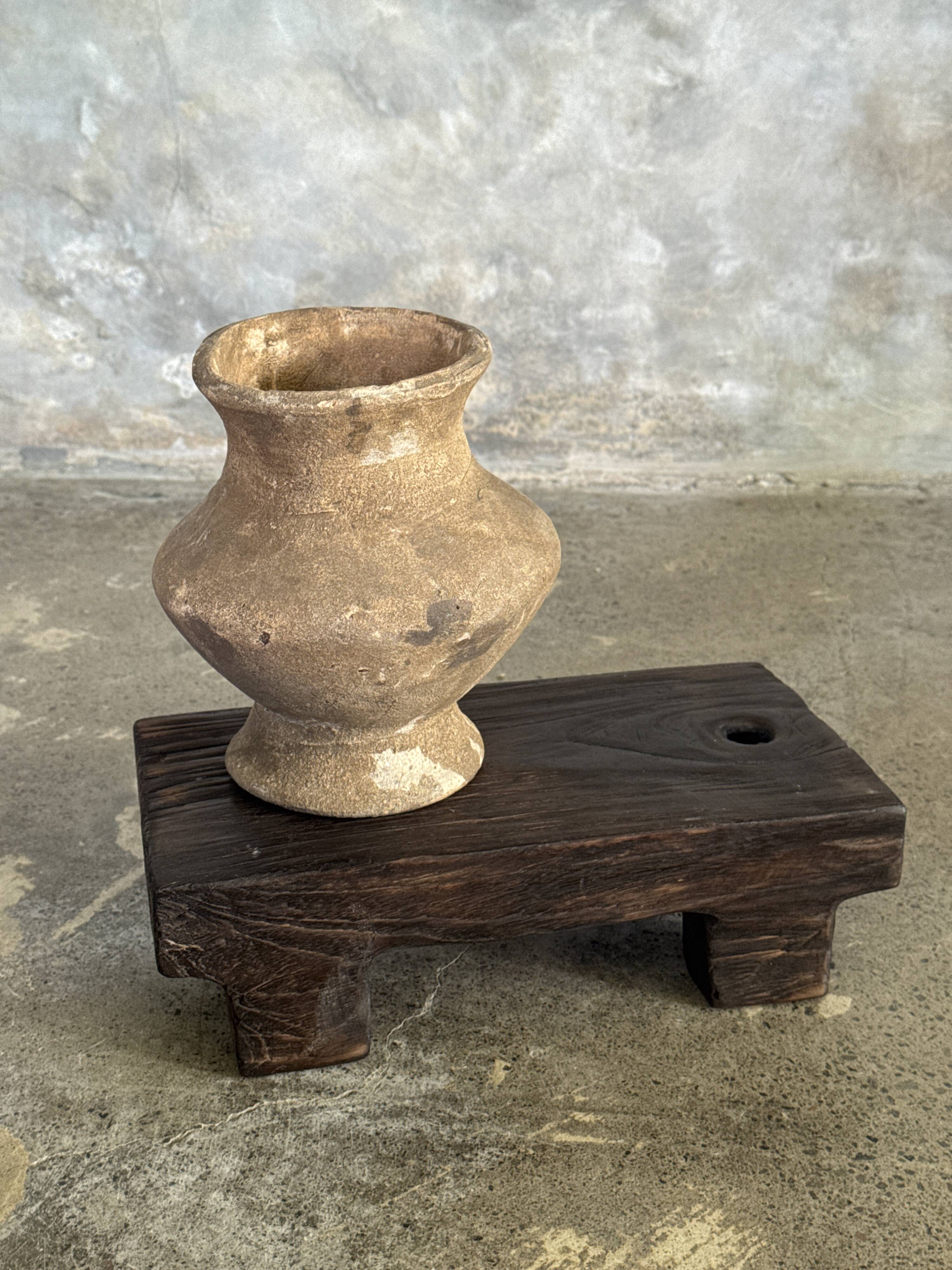 Small stool, black solid teak accent stool wabi-sabi L30 W8.5 H6.