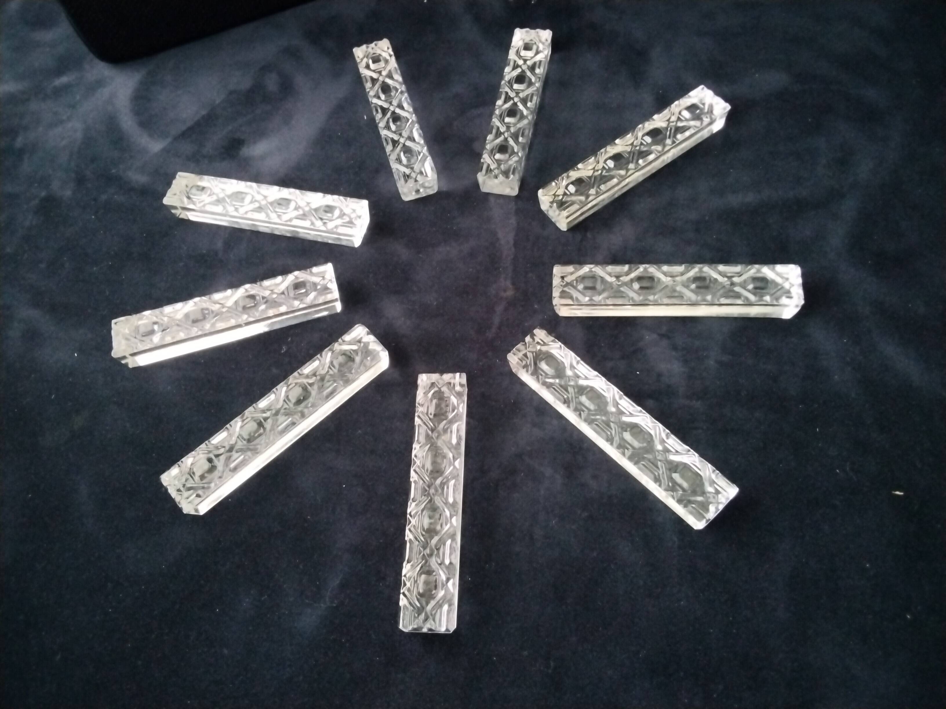 Set of 9 Hungarian crystal knife rests, strip shape