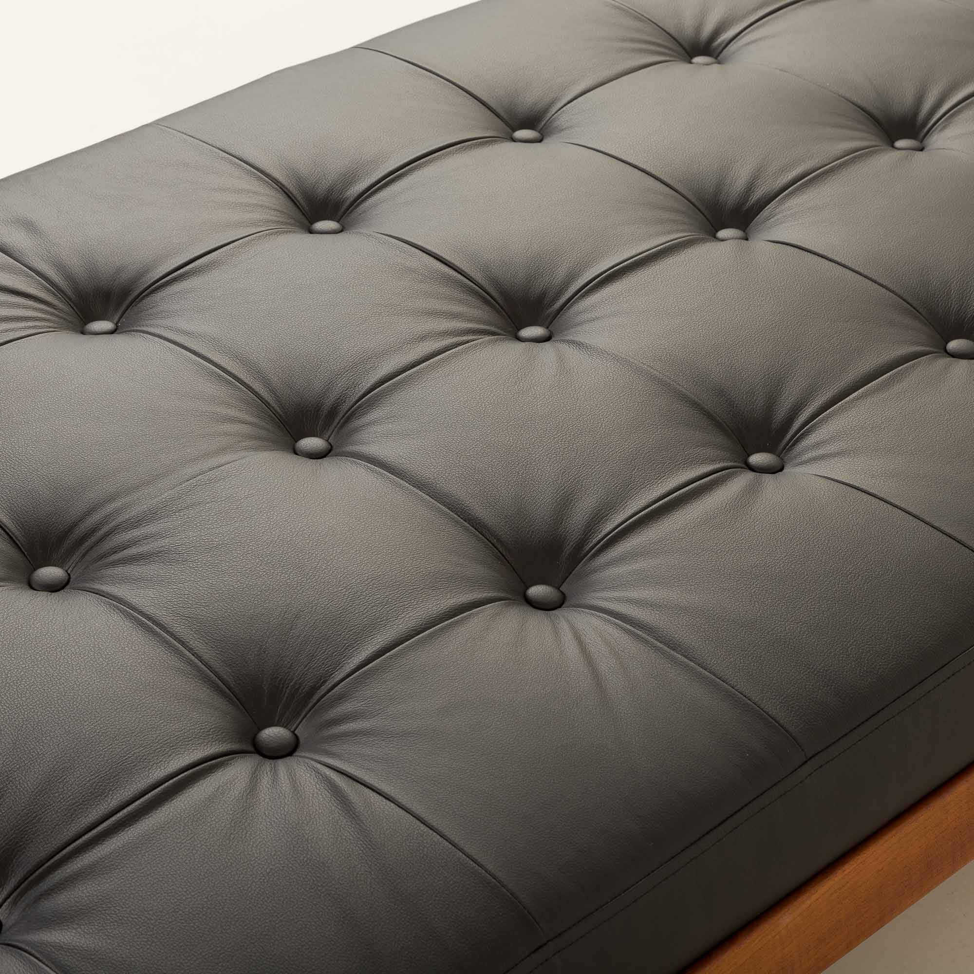 Danish teak daybed in black leather in Hans Wegner style, 1960s