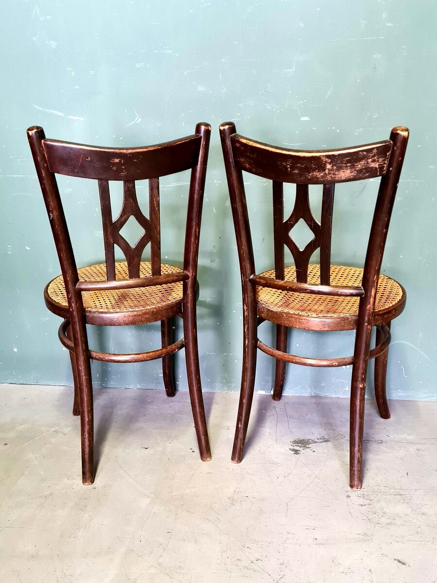 2 old beech Thonet chairs, 1900s