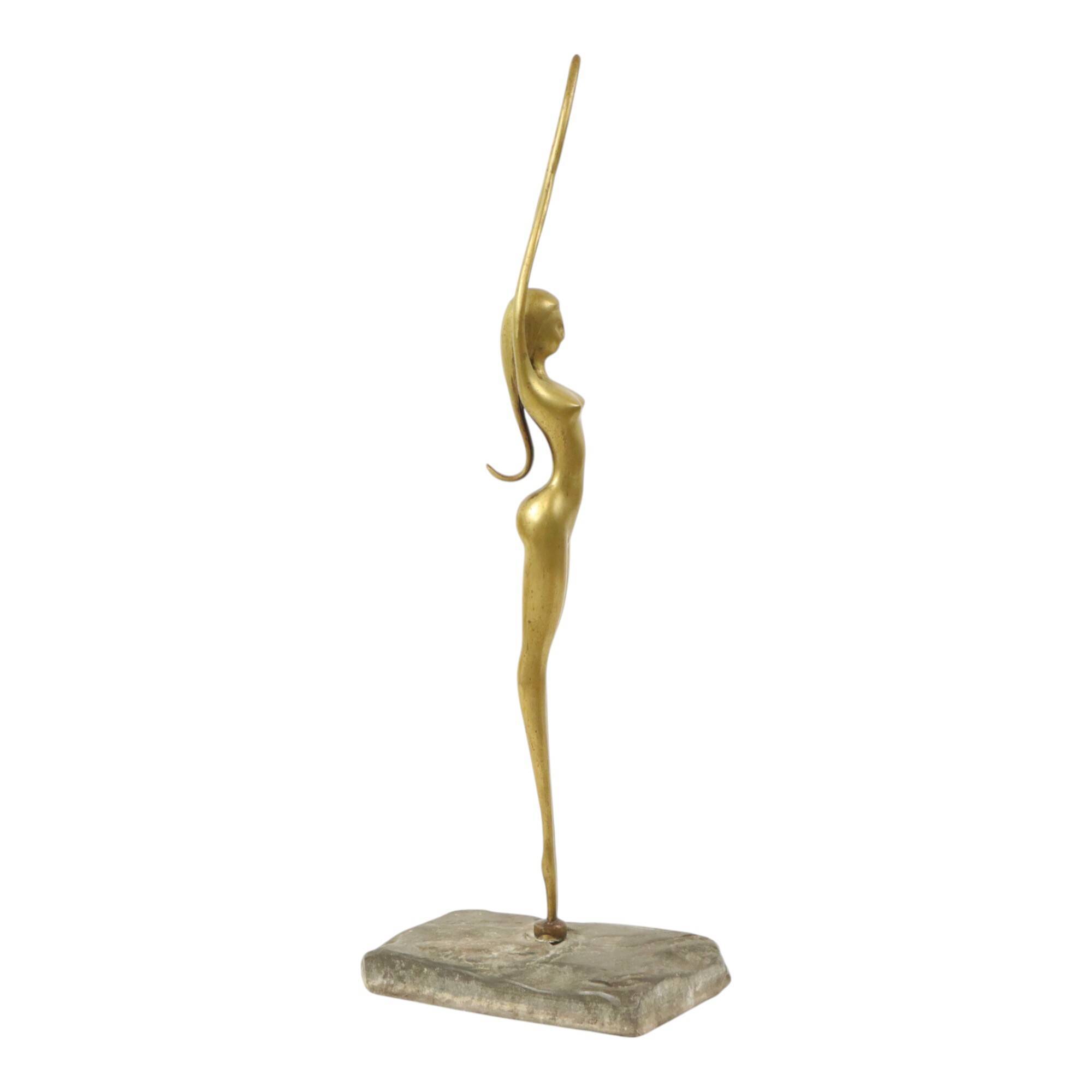 Abstract Image Nude Woman Ballerina Art Deco Style Brass 51cm