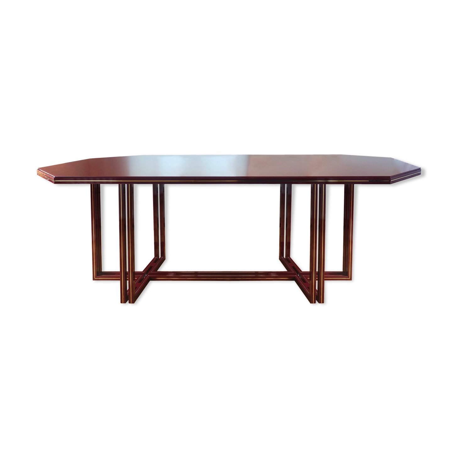 Burgundy Pierre Vandel dining table vintage 1970s