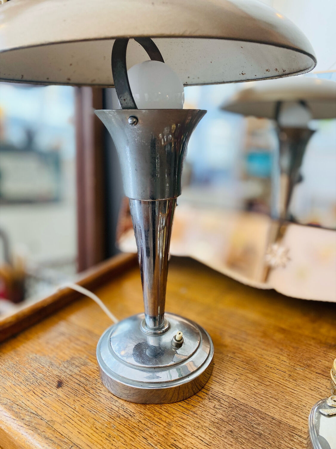 1950s metal mushroom lamp