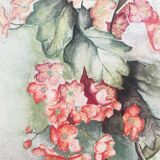 Tableau Aquarelle "Fleurs d'Eglantines" signé vers 1900 papier Vidalon