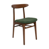 Mid Century Chair in Green Bouclé, Walnut Wood, Rajmund Halas, Poland, 1960s