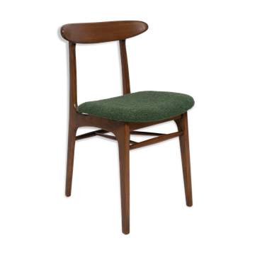 Mid Century Chair in Green Bouclé, Walnut Wood, Rajmund Halas, Poland, 1960s