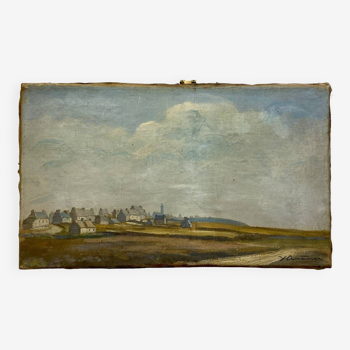 Tableau ancien , paysage breton signé, début XX siècle