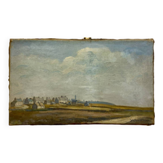 Old painting, Breton landscape signed, early 20th century