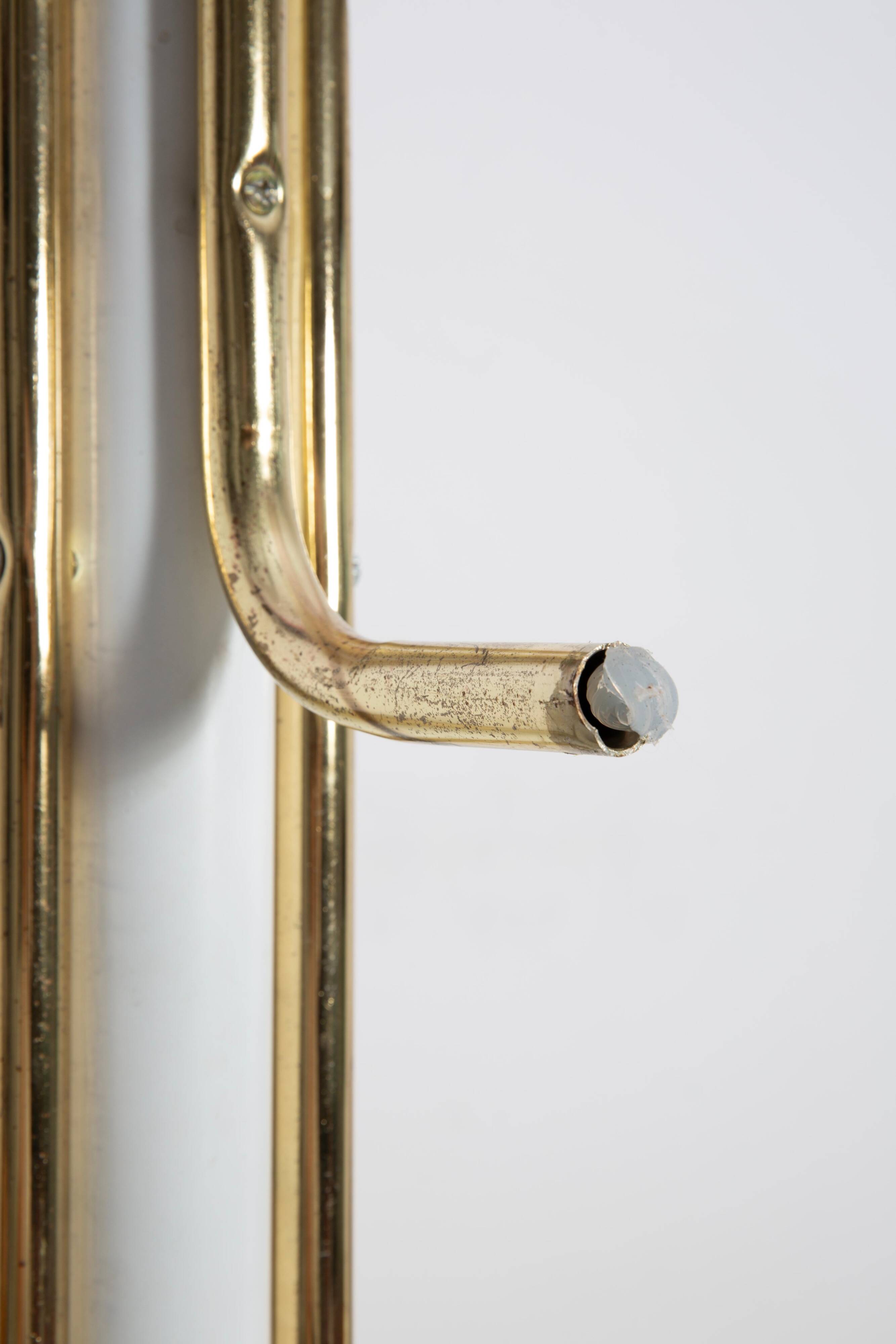 Porte-manteau vintage milieu du siècle blanc et or en métal, Italie, années 1960