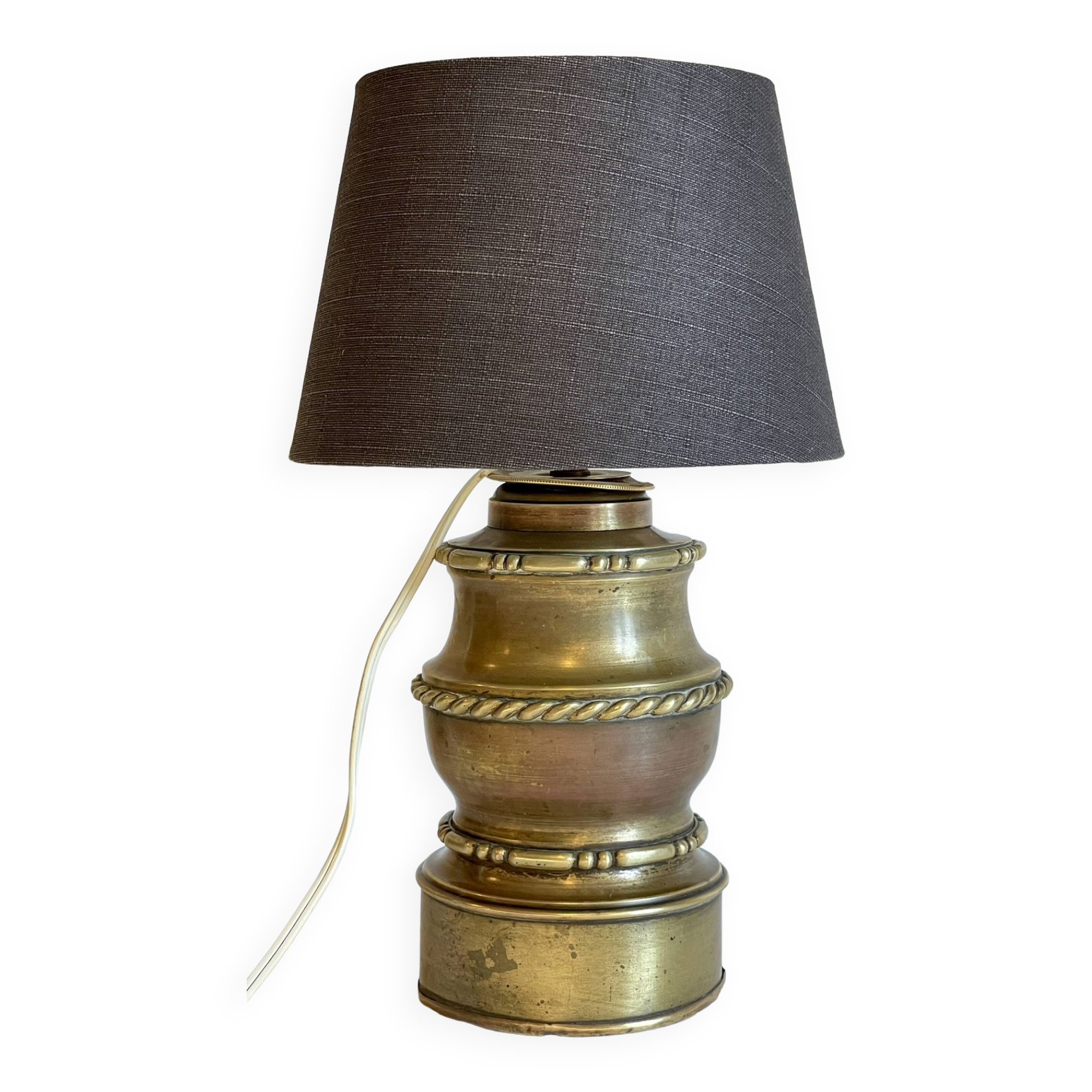 Chic brass lamp and vintage fabric
