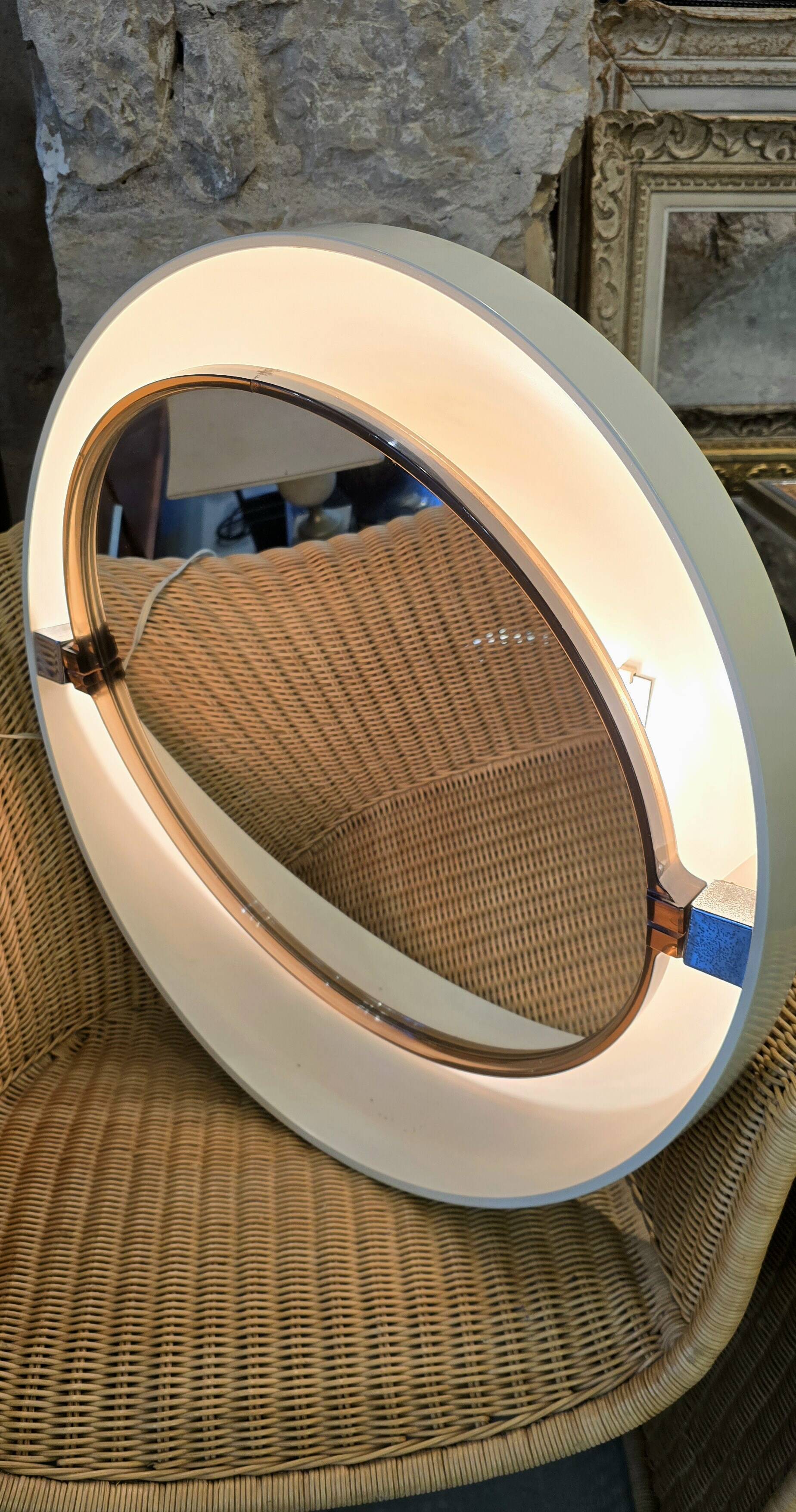 Vintage bathroom mirror allibert a41 backlit space age 1970