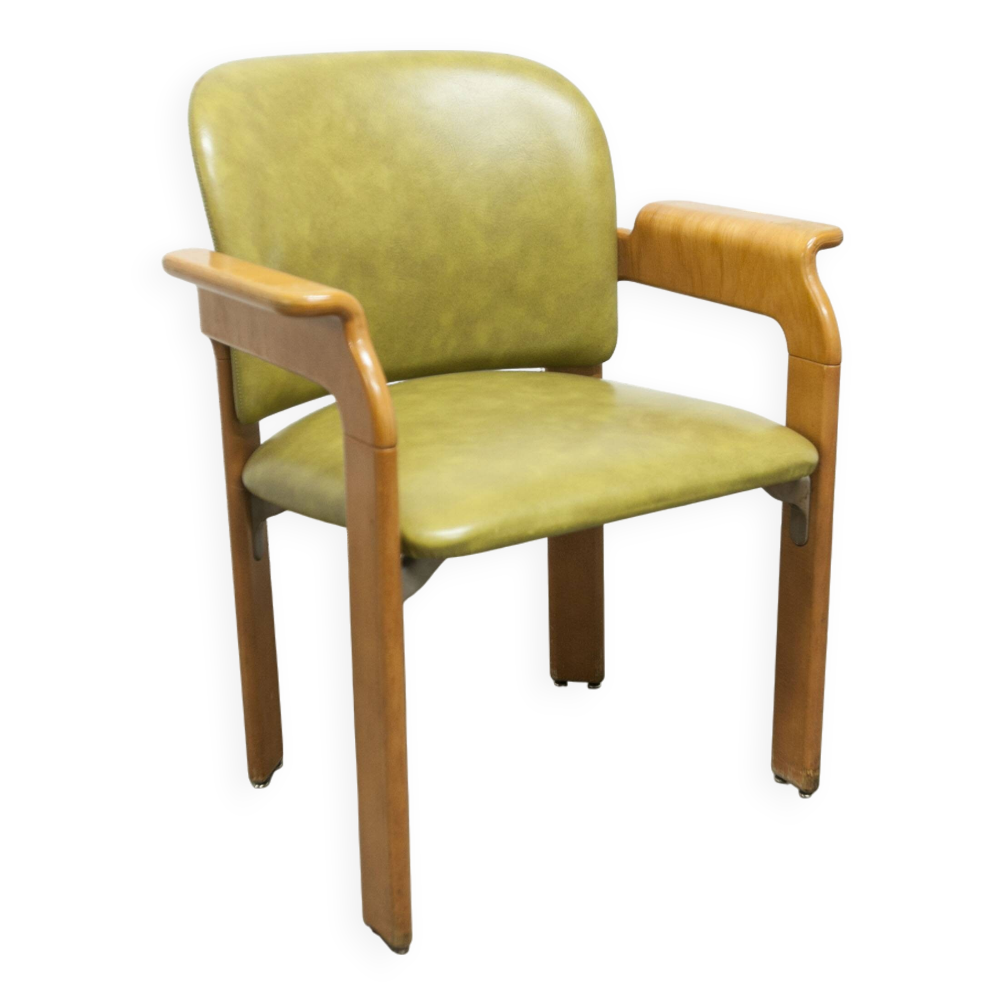 Bruno Rey solid beech bridge armchair for Dietiker 1960 green