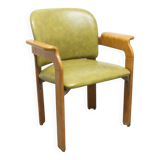 Bruno Rey solid beech bridge armchair for Dietiker 1960 green