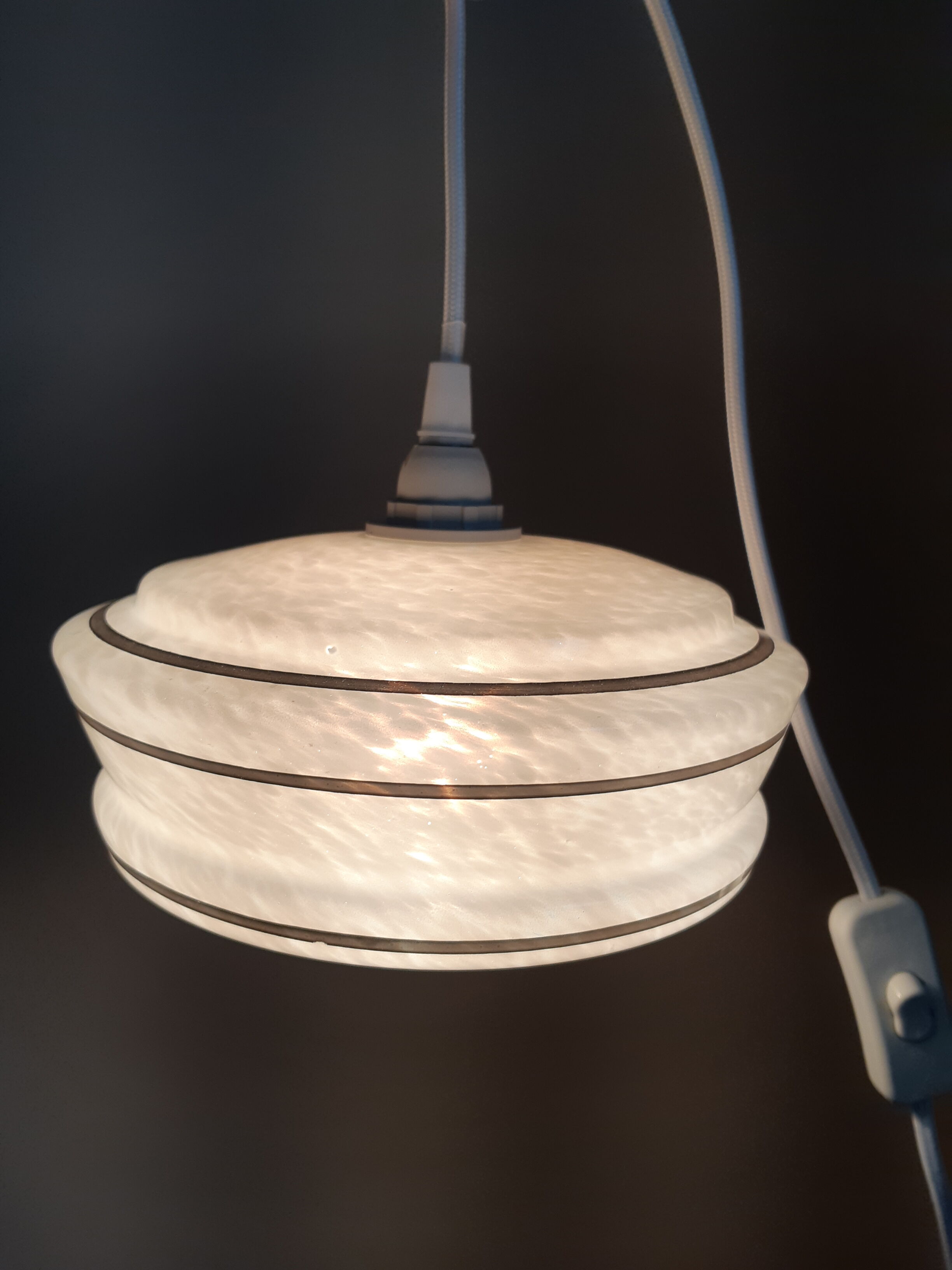 White clichy glass hanging lamp