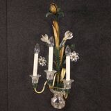 Italian crystal and metal wall lamp from the 70s