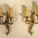 Pair of gilded bronze sconces